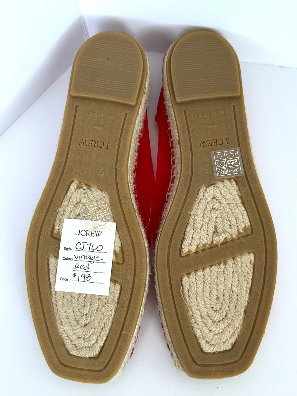 J.Crew Made in Spain Espadrille Flats in Vintage Red Mesh | 9 | NWT